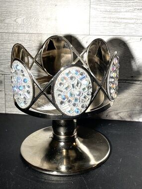 Bath & Body Works Crystal Mosaic Silver Candle Holder 3-Wick very hard to find